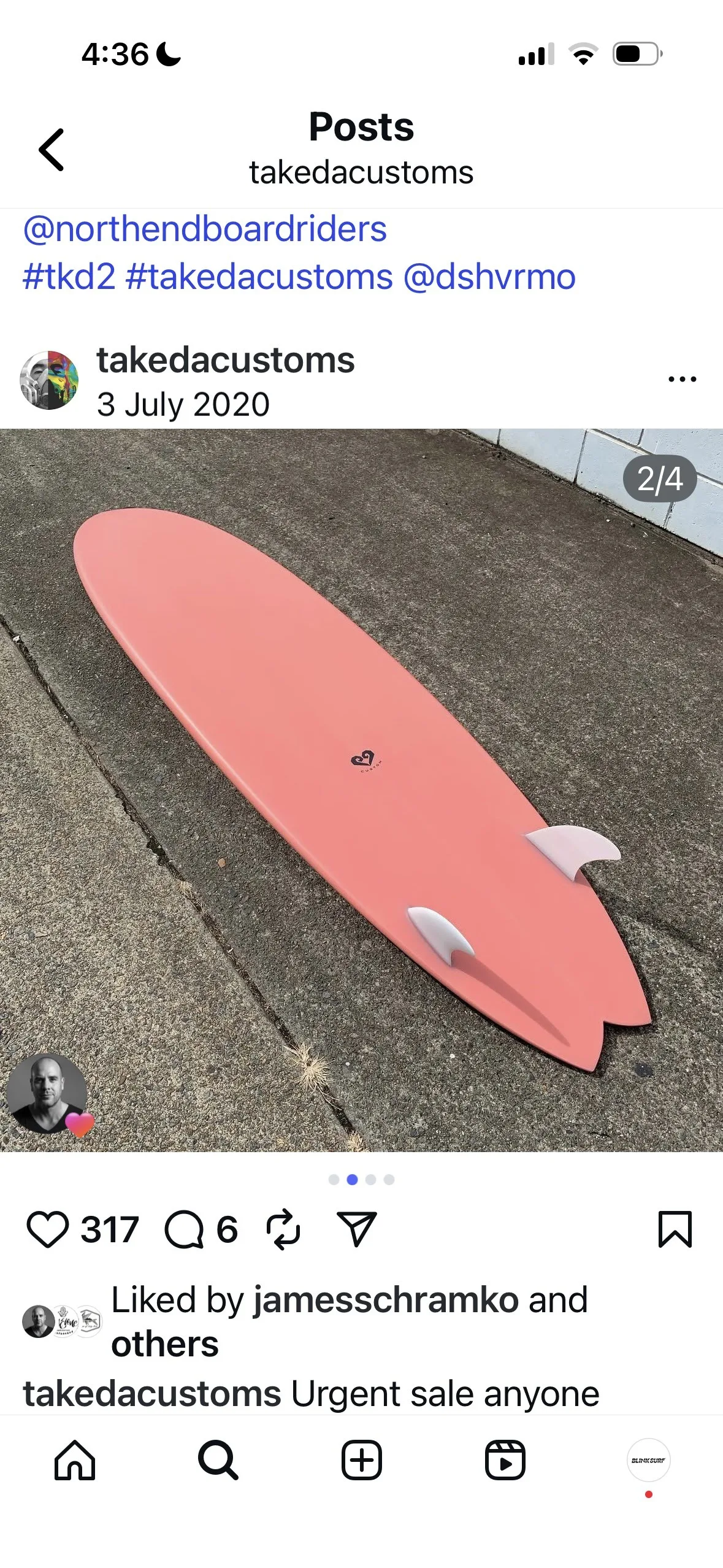 Takeda B-29 Twinny 7'8 surfboard