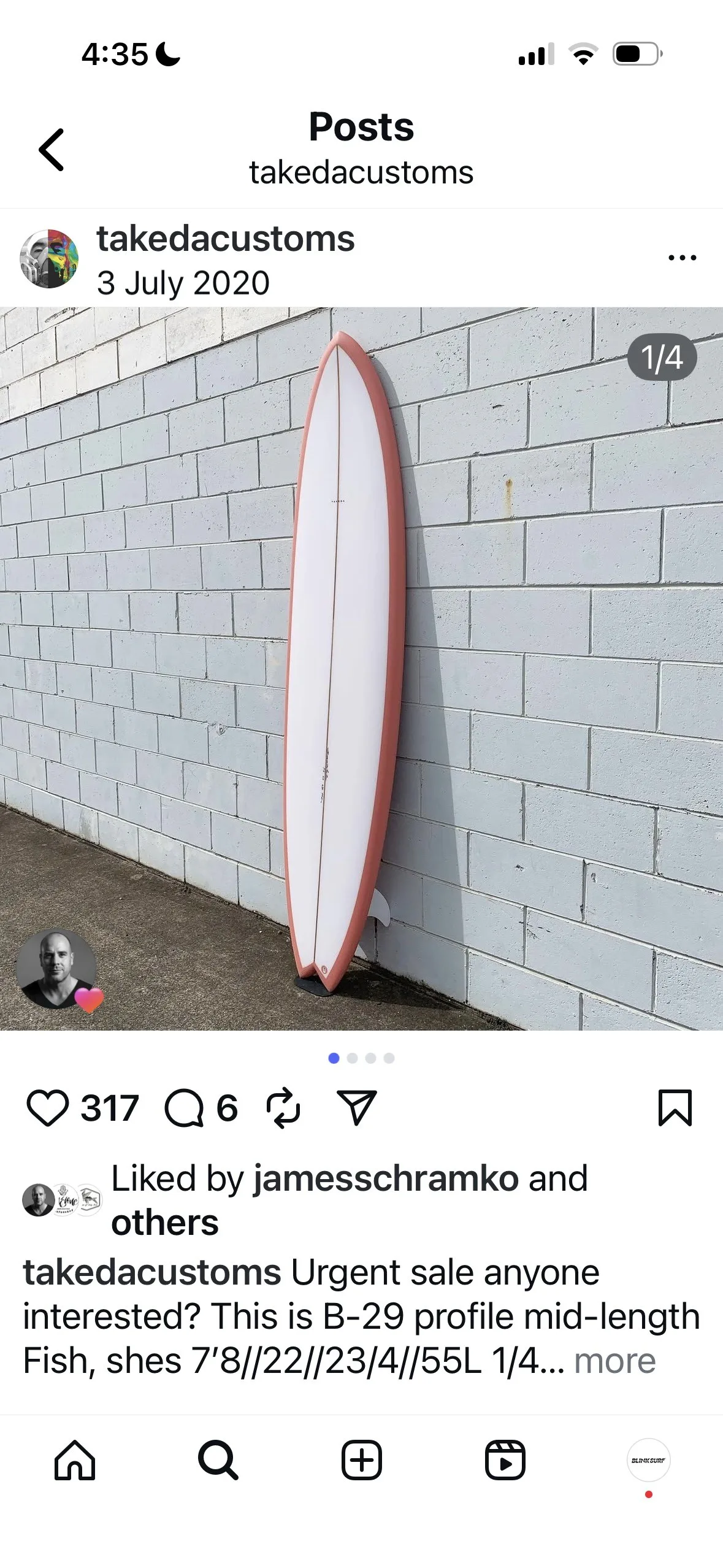 Takeda B-29 Twinny 7'8 surfboard